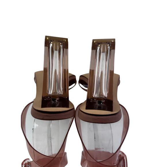 Gianni Bini Nude Clear Strap Acrylic Heel Strappy Heels Women's Size 8.5 - Picture 7 of 8